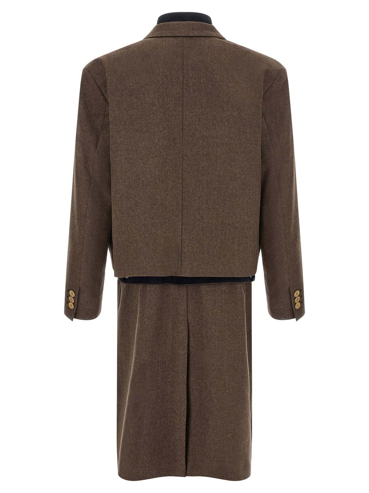 Sacai Wool Flannel Denim Coat Coat Brown, view 2