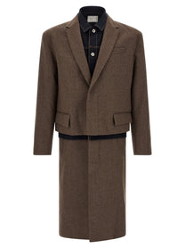 Sacai Wool Flannel Denim Coat Coat Brown