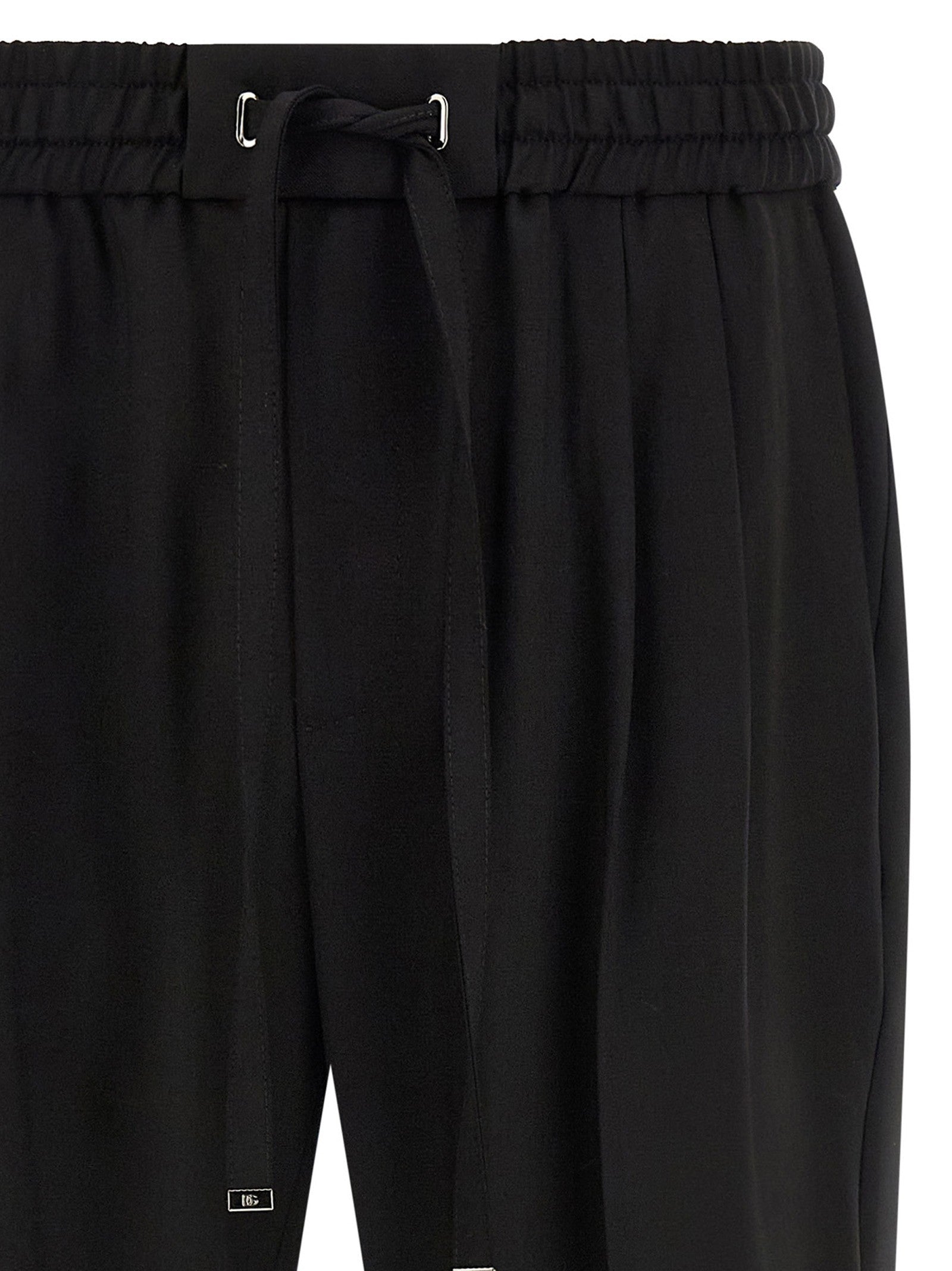 Dolce &amp; Gabbana Wool Gabardine Joggers Black
