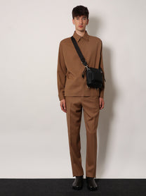 Fendi Men's Wool Gabardine Shirt Brown