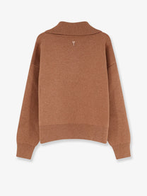 Ami Paris Men's Wool Knit Cardigan Beige, view 2