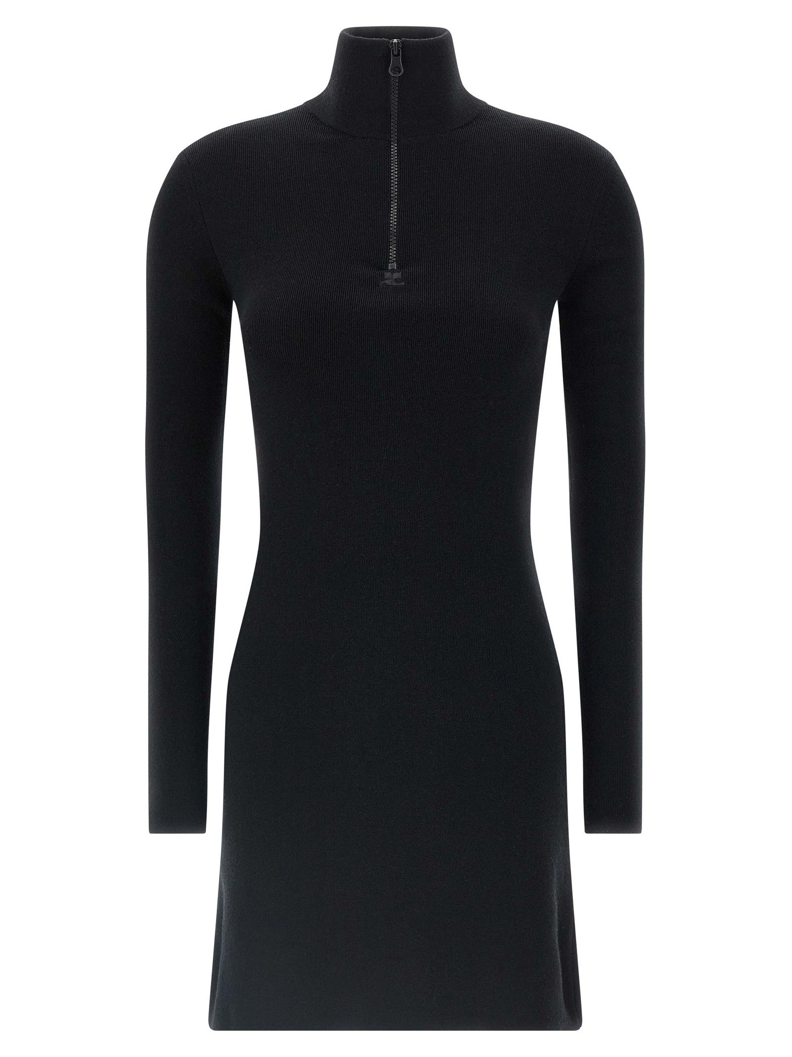 courrèges Wool Knit Dress Black