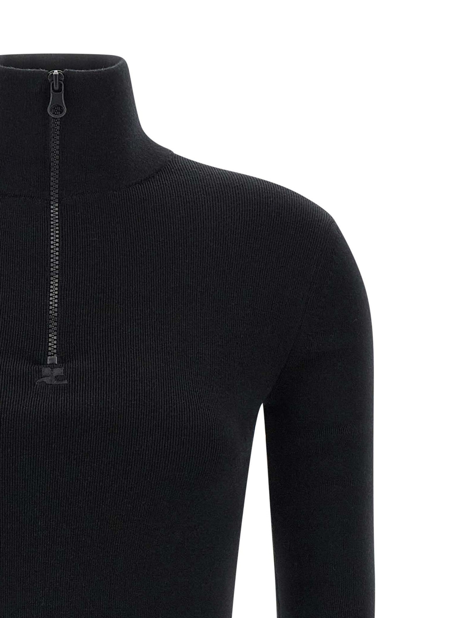 courrèges Wool Knit Dress Black