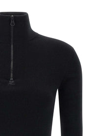 courrèges Wool Knit Dress Black