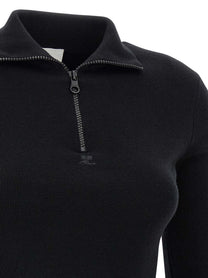 courrèges Wool Knit Dress Black