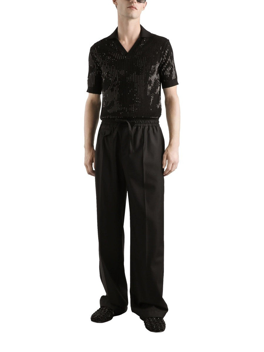 Dolce &amp; Gabbana Men's Wool Knit Jogging Pants Black