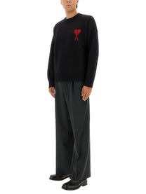 Ami Paris Men's Maglia in Lana Con Black