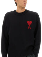 Ami Paris Unisex Wool Sweater Black, view 4