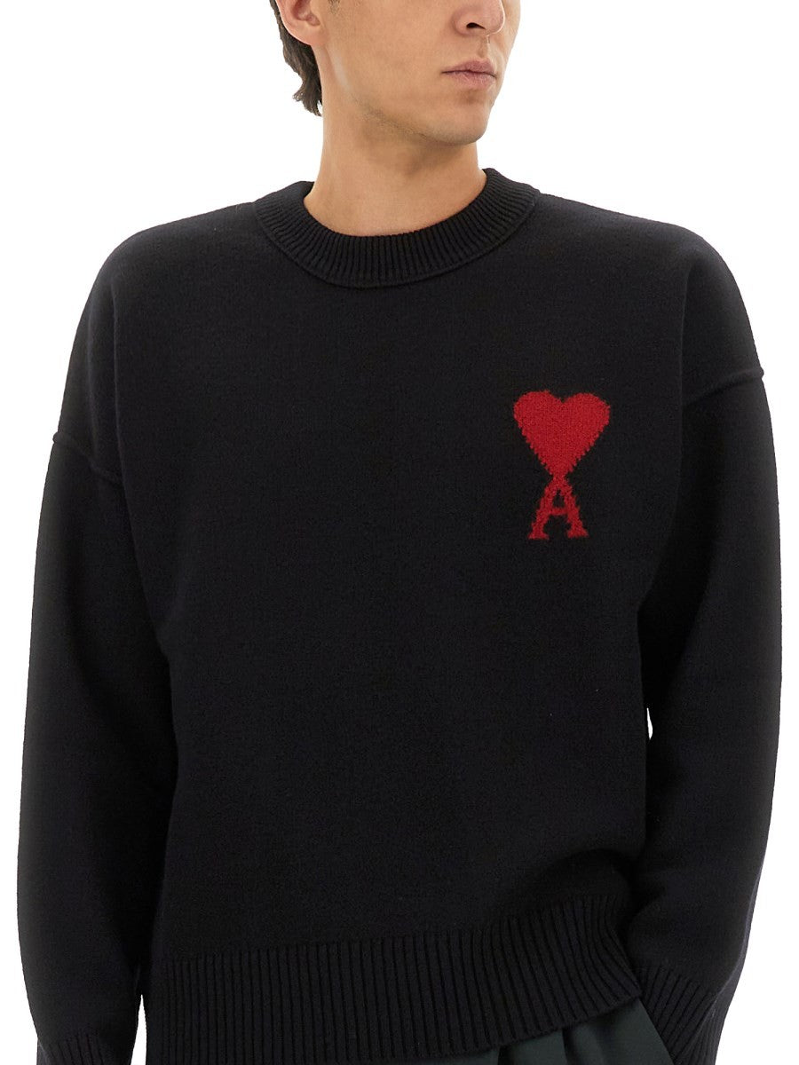Ami Paris Men's Maglia in Lana Con Black