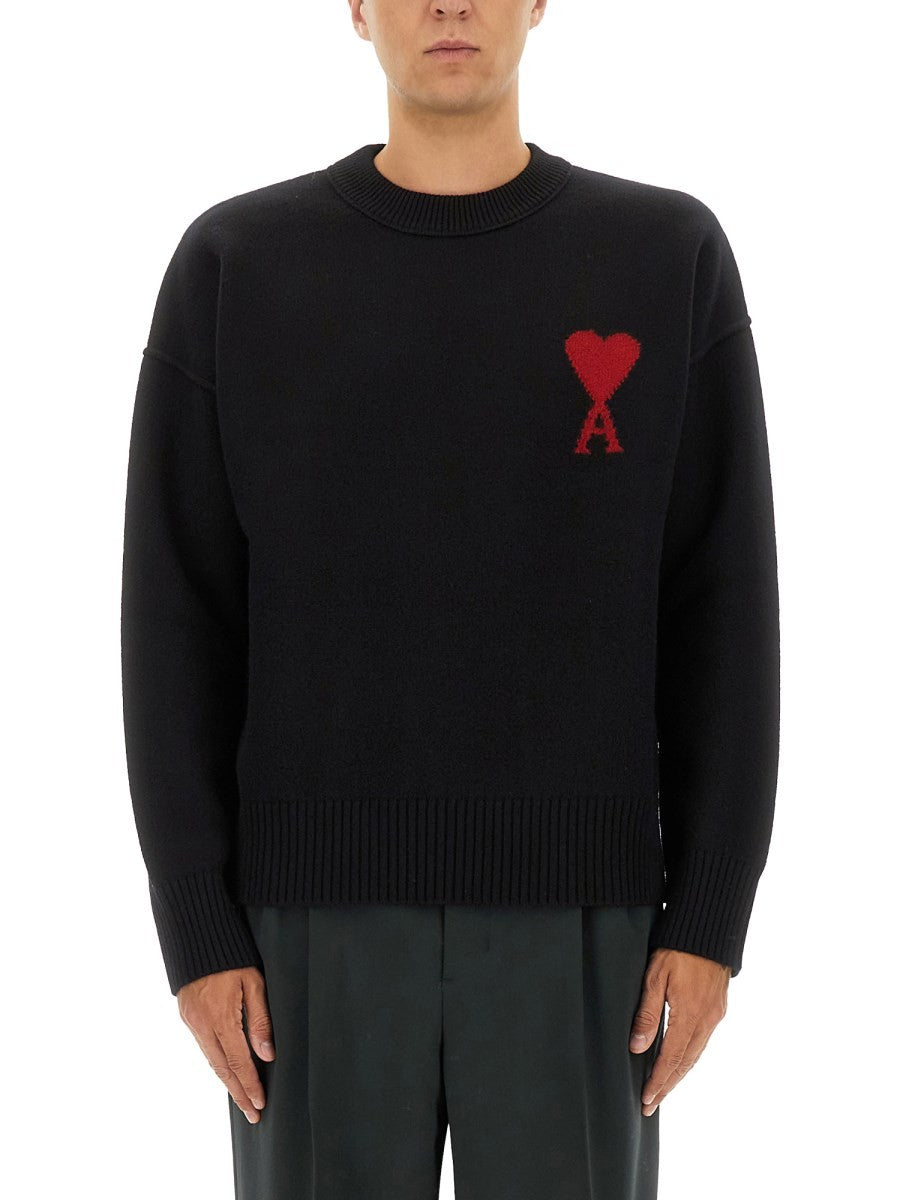Ami Paris Men's Maglia in Lana Con Black