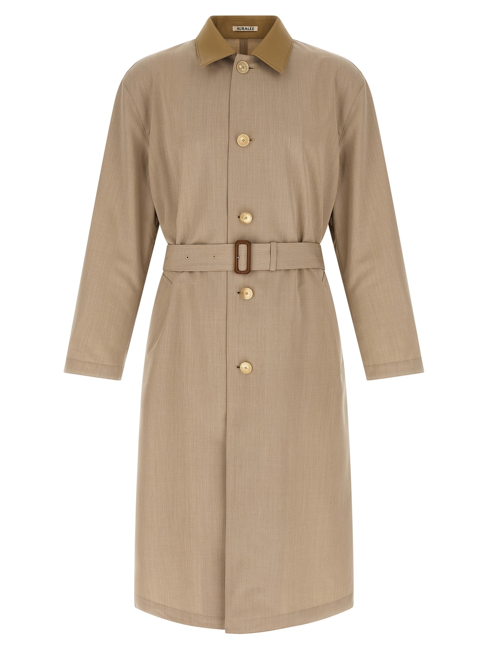 Auralee Wool Max Canvas Coat Beige