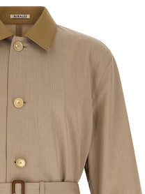 Auralee Wool Max Canvas Coat Beige