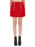 Balmain Women's Wool Mini Skirt Red