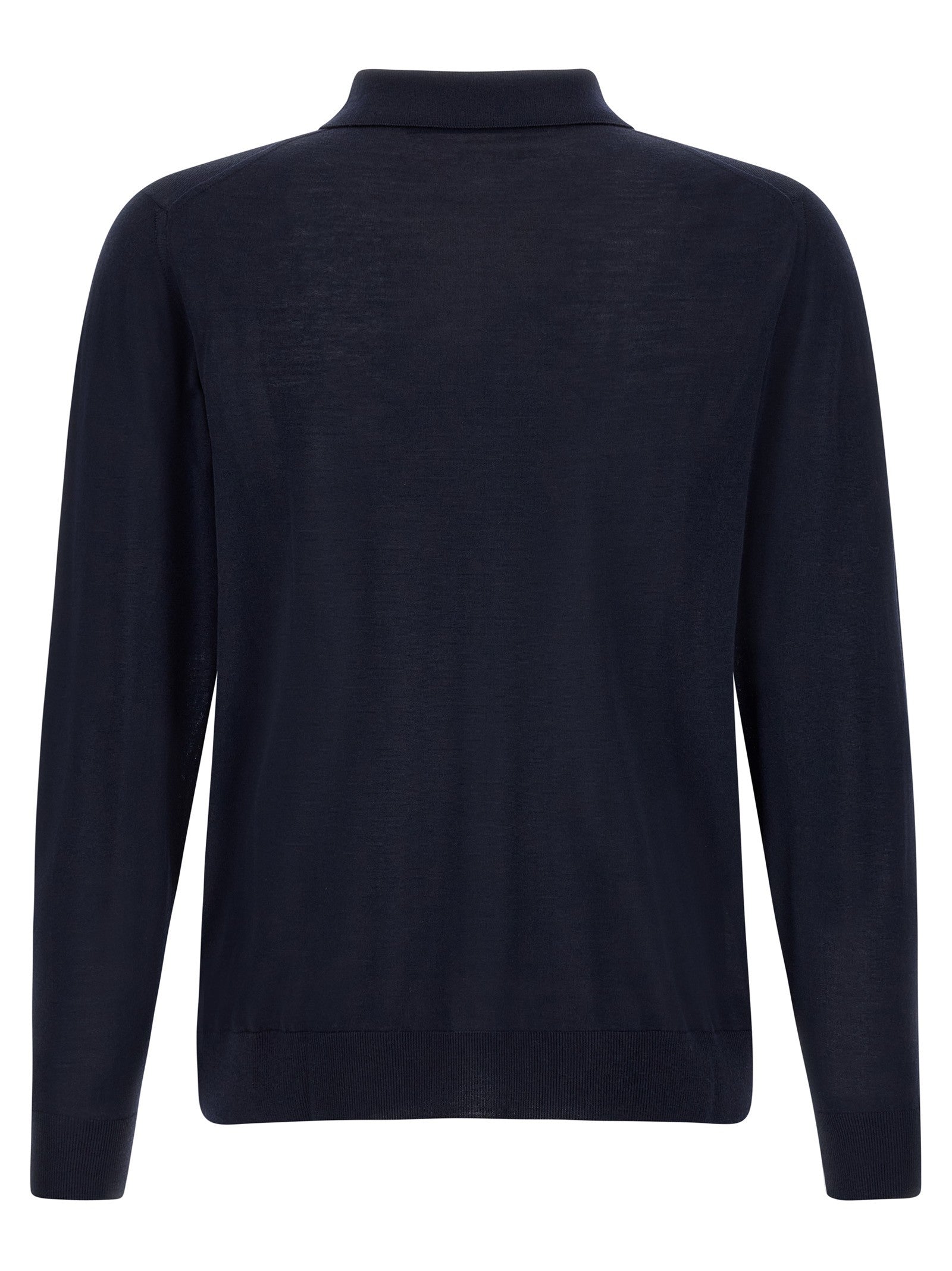 Kiton Wool Polo Shirt Microns Blue