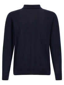 Kiton Wool Polo Shirt Microns Blue