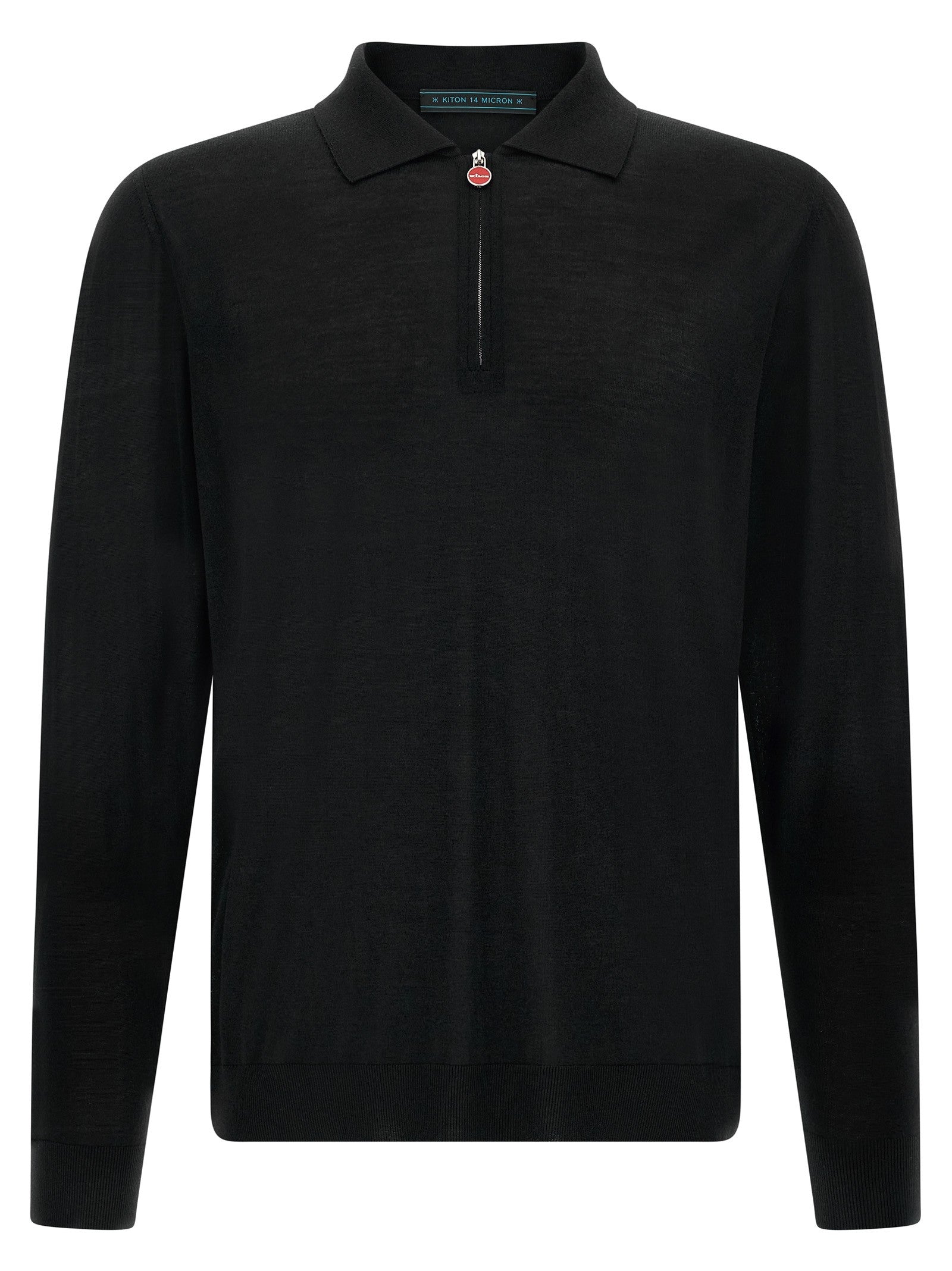 Kiton Wool Polo Shirt Microns Black