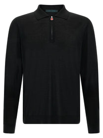 Kiton Wool Polo Shirt Microns Black
