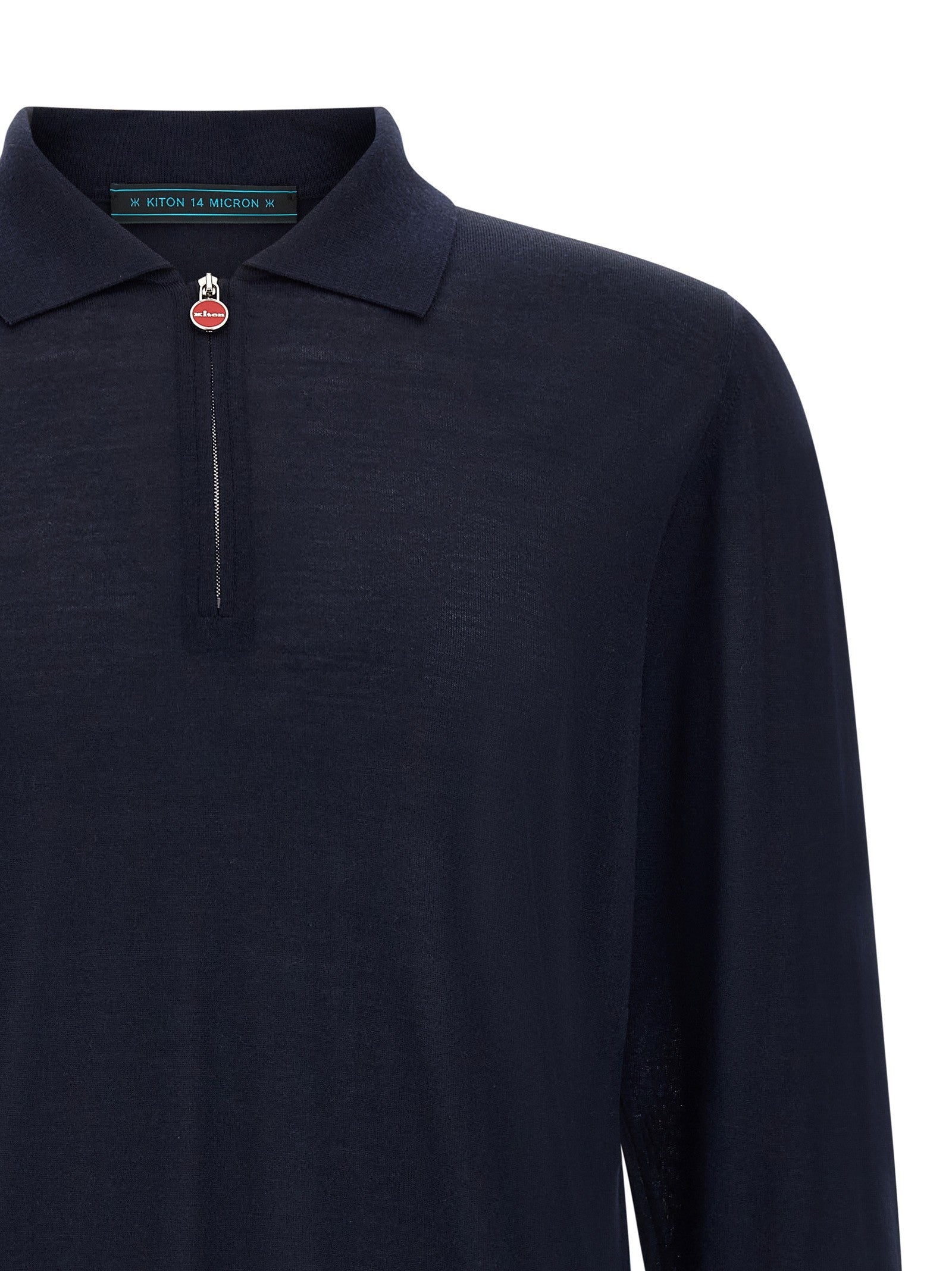 Kiton Wool Polo Shirt Microns Blue