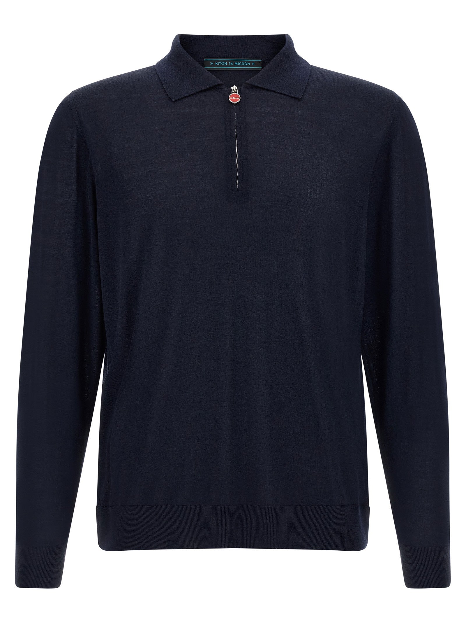 Kiton Wool Polo Shirt Microns Blue