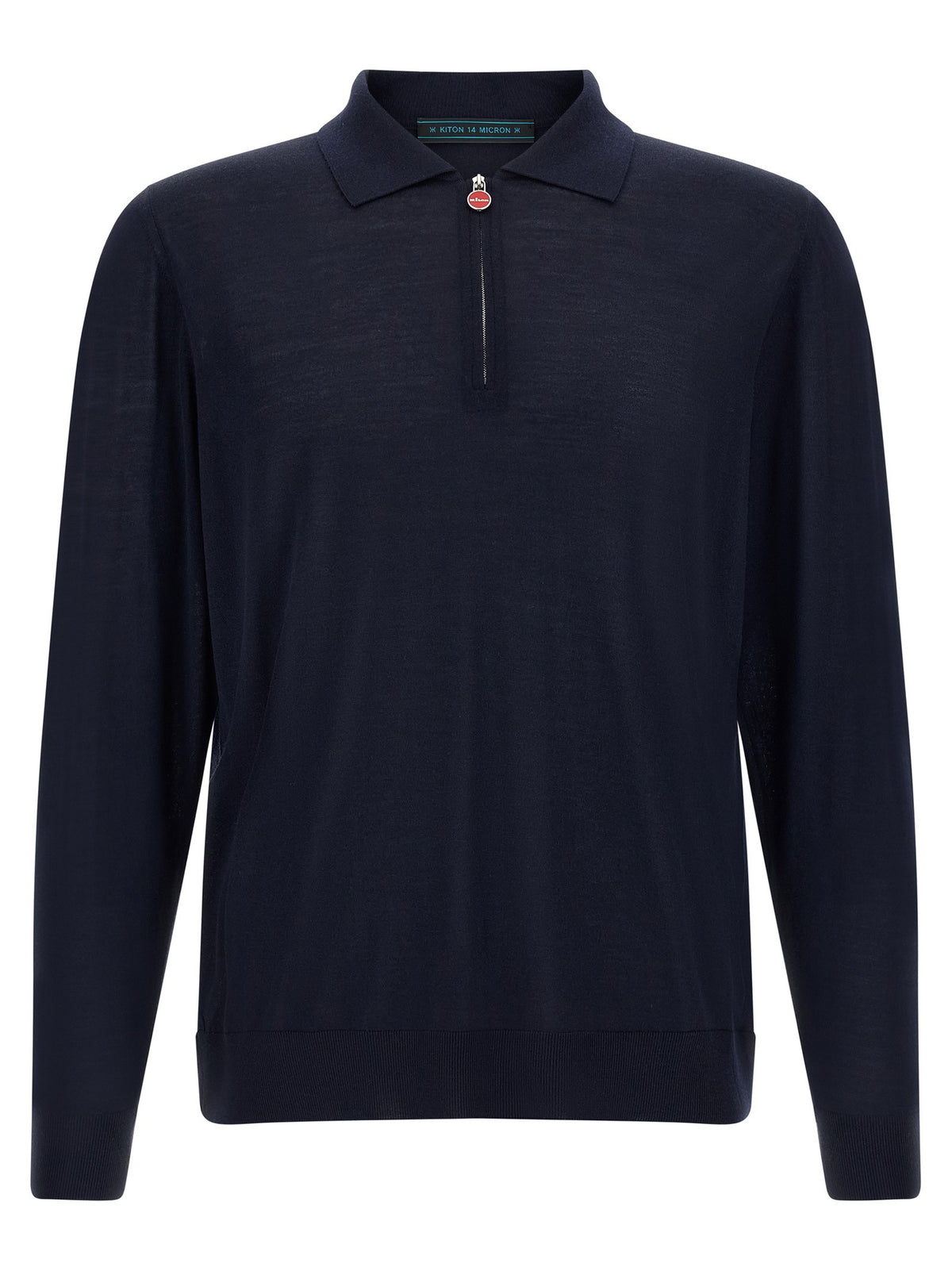 Kiton Wool Polo Shirt Microns Blue