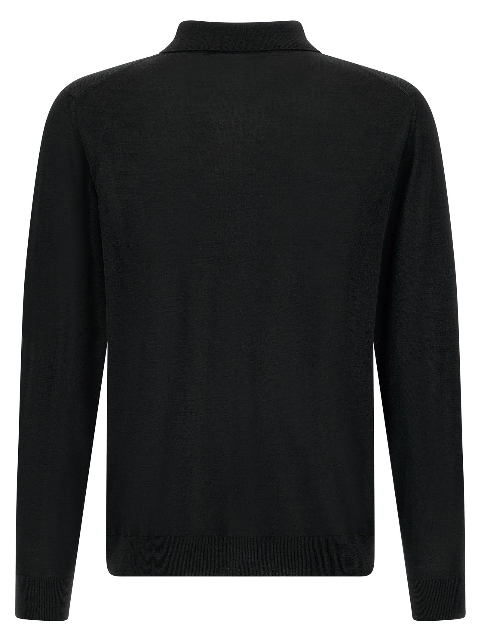 Kiton Wool Polo Shirt Microns Black