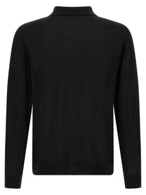 Kiton Wool Polo Shirt Microns Black
