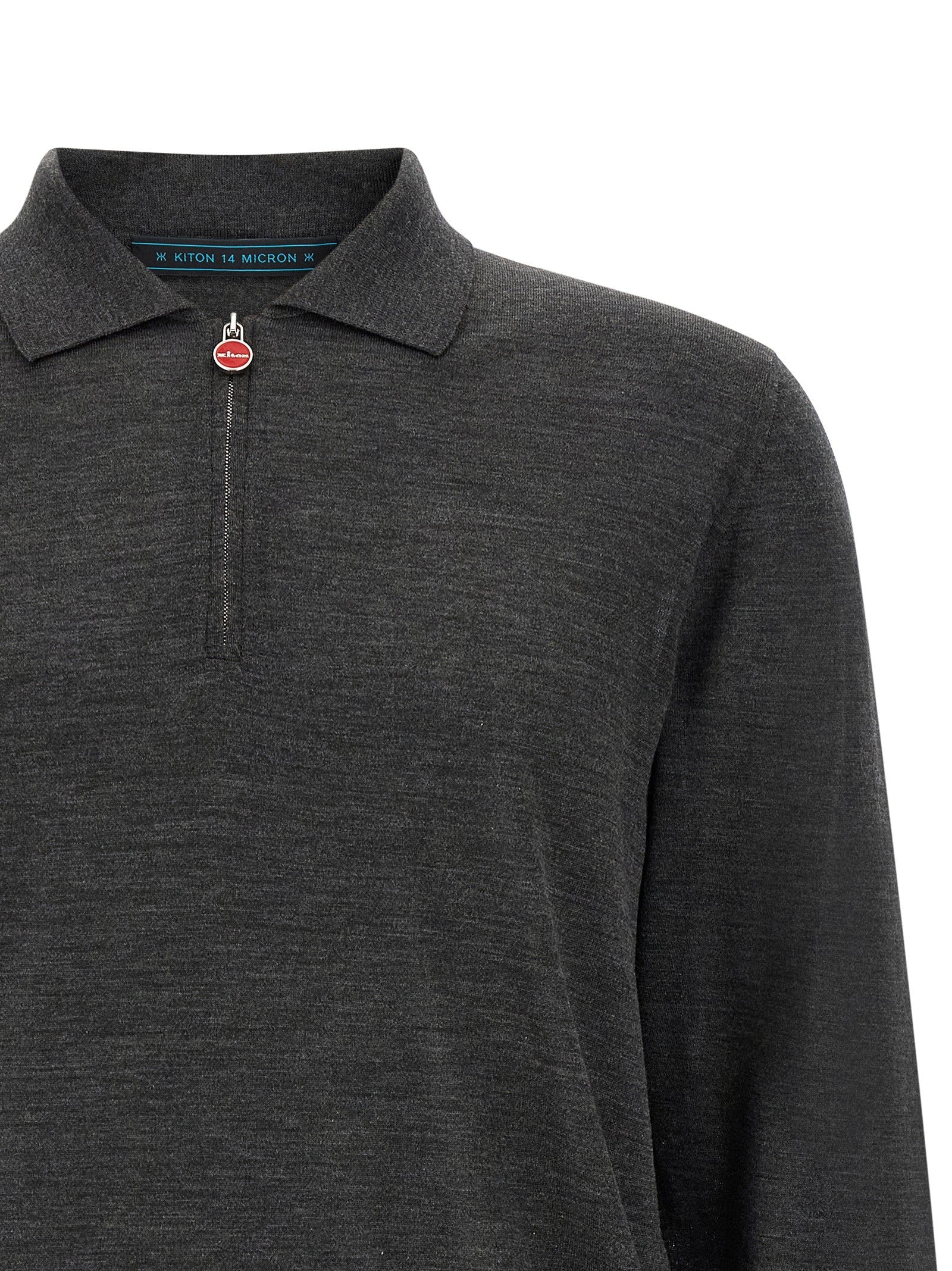 Kiton Wool Polo Shirt Microns Grey