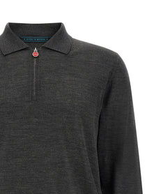 Kiton Wool Polo Shirt Microns Grey
