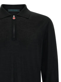 Kiton Wool Polo Shirt Microns Black