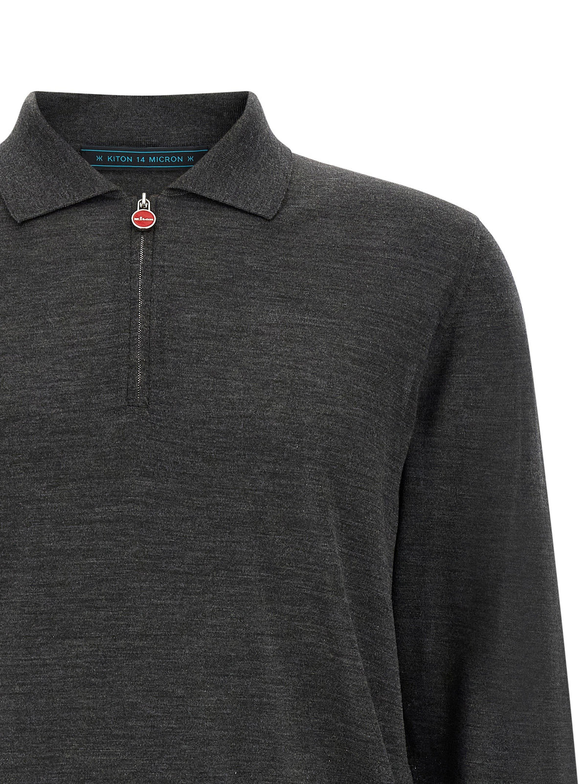 Kiton Wool Polo Shirt Microns Grey, view 3