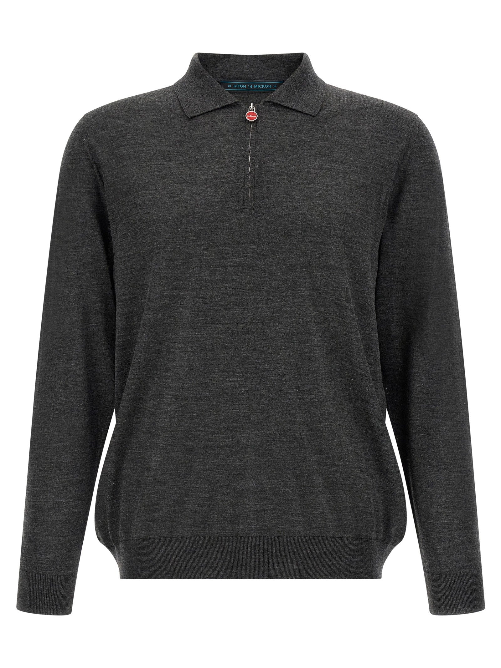 Kiton Wool Polo Shirt Microns Grey