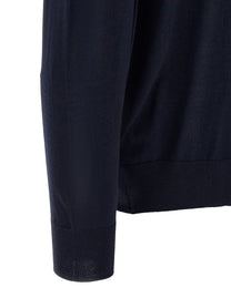 Kiton Wool Polo Shirt Microns Blue