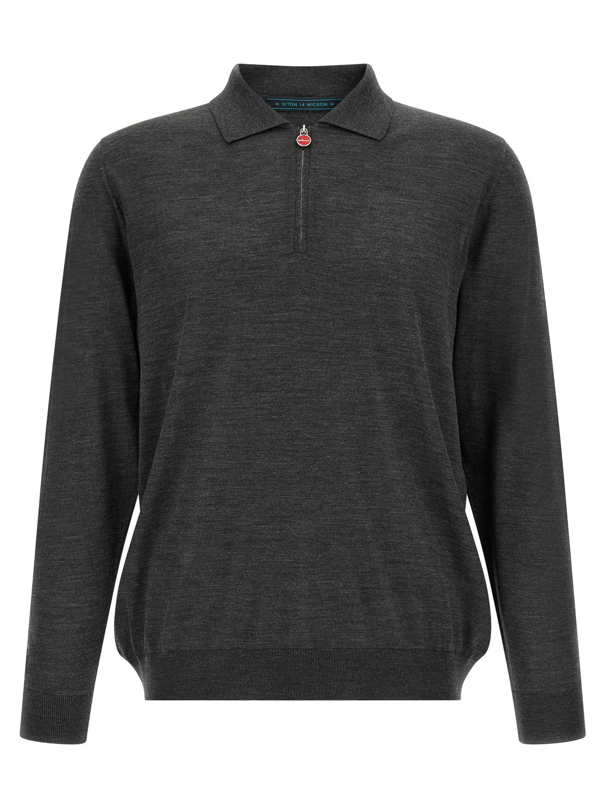 Kiton Wool Polo Shirt Microns Grey