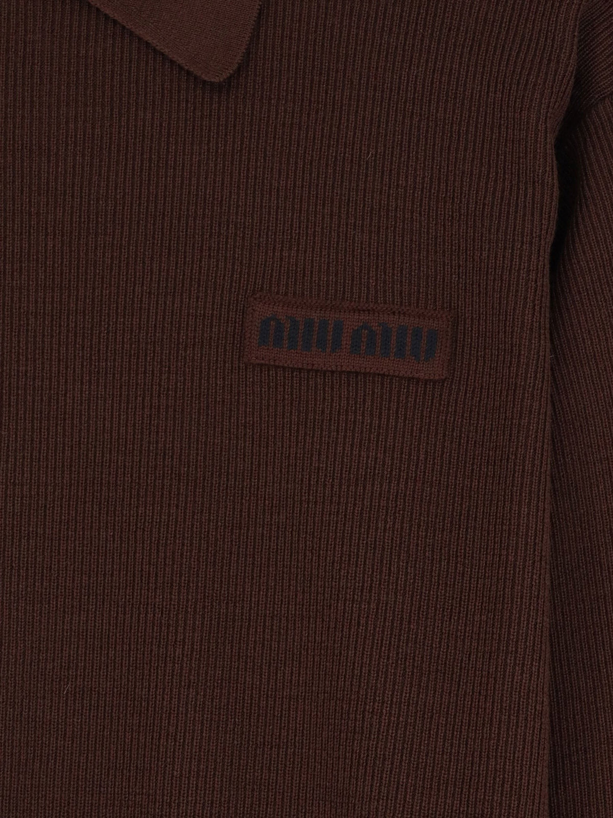 Miu Miu Women's Wool Polo Shirt Brown, view 3