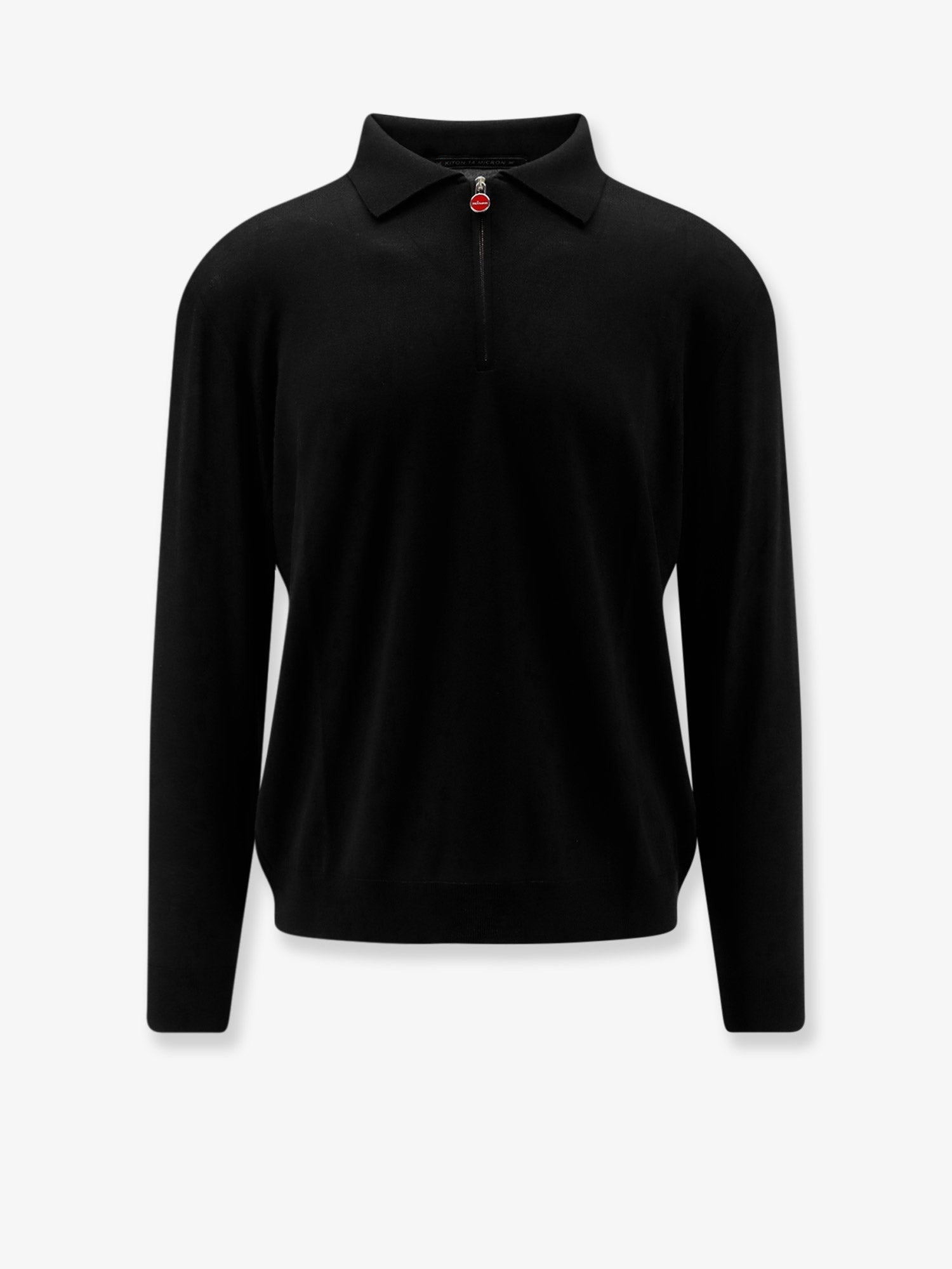 Kiton Men's Wool Polo Shirt Black