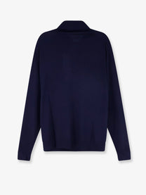 Kiton Men's Wool Polo Shirt Blue
