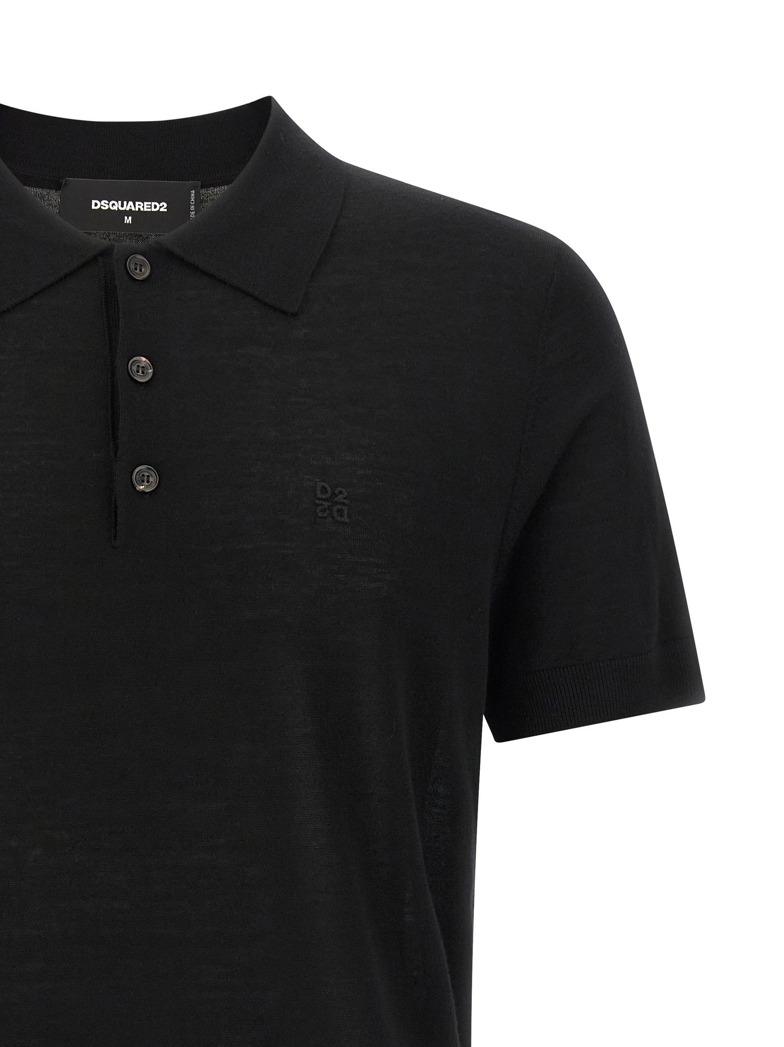 Dsquared2 Wool Polo Shirt Black