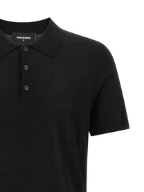 Dsquared2 Wool Polo Shirt Black