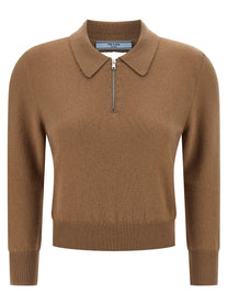 PRADA Wool Polo Shirt Beige