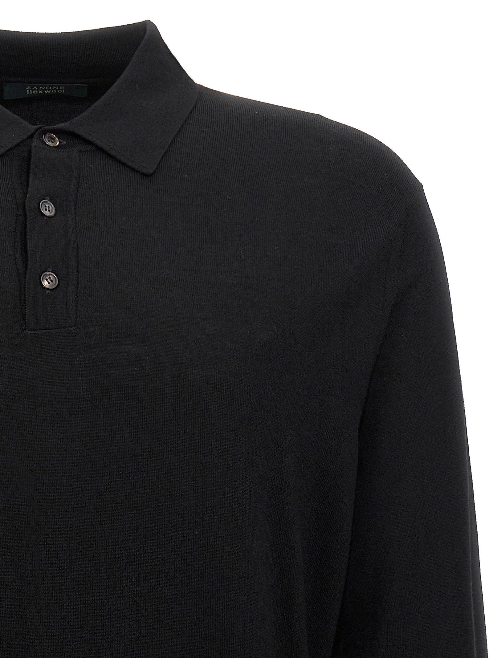 Zanone Wool Polo Shirt Black
