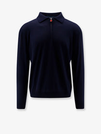 Kiton Men's Wool Polo Shirt Blue