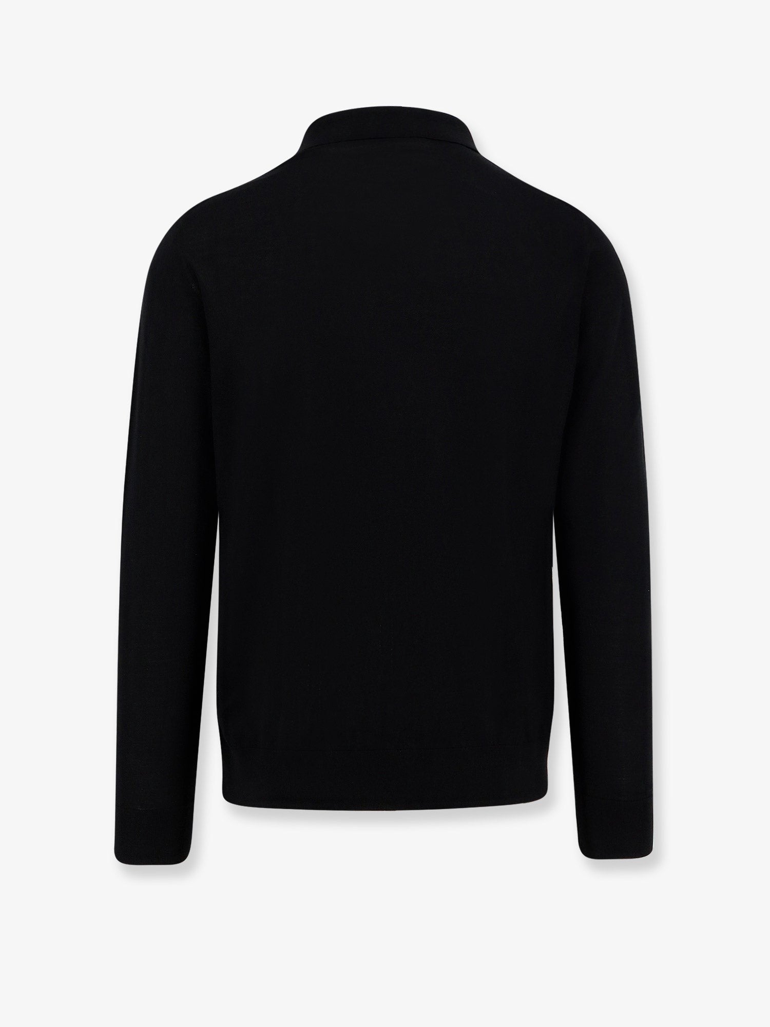 Kiton Men's Wool Polo Shirt Black