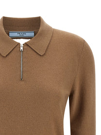 PRADA Wool Polo Shirt Beige