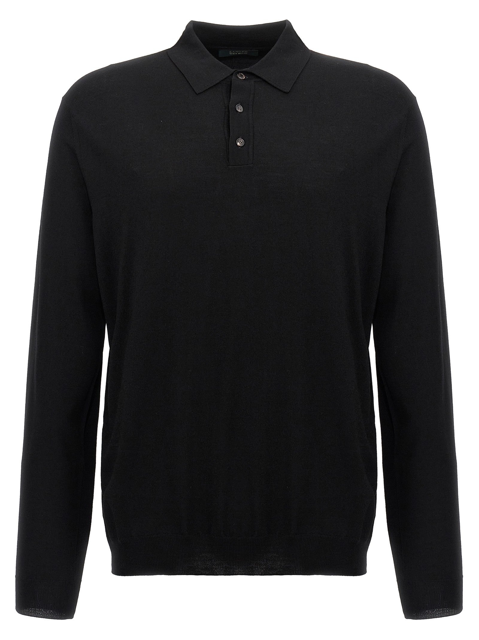 Zanone Wool Polo Shirt Black