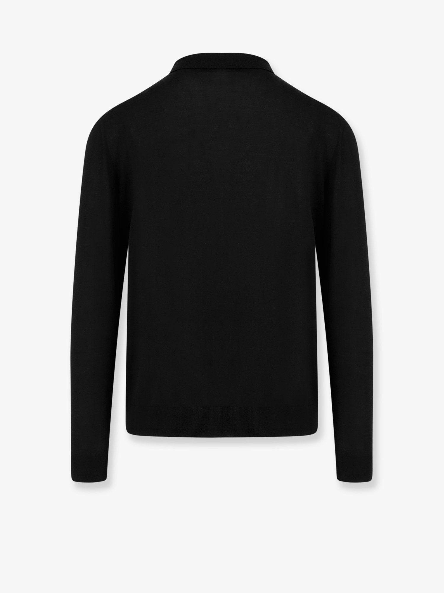Kiton Men's Wool Polo Shirt Black