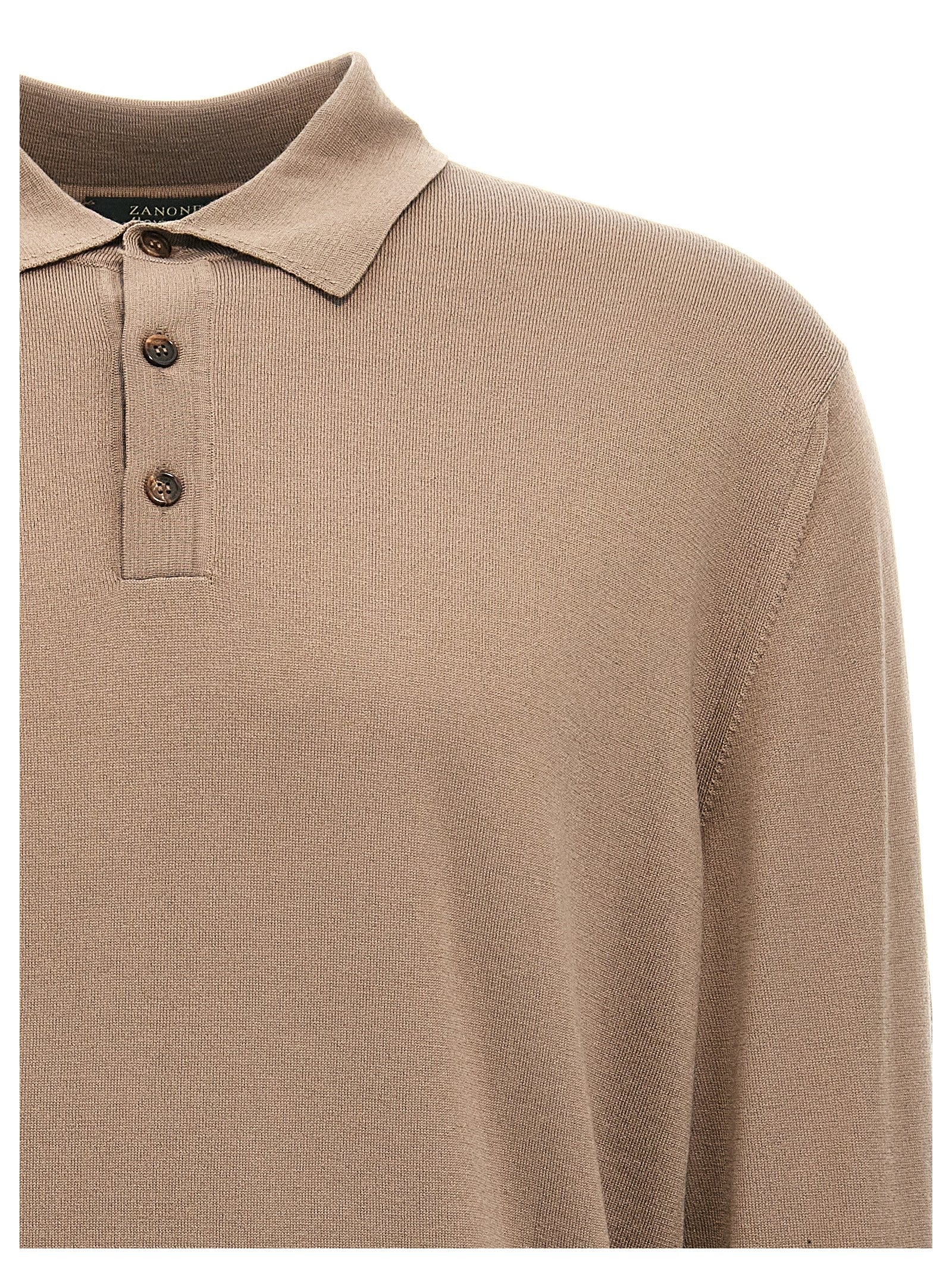 Zanone Wool Polo Shirt Beige