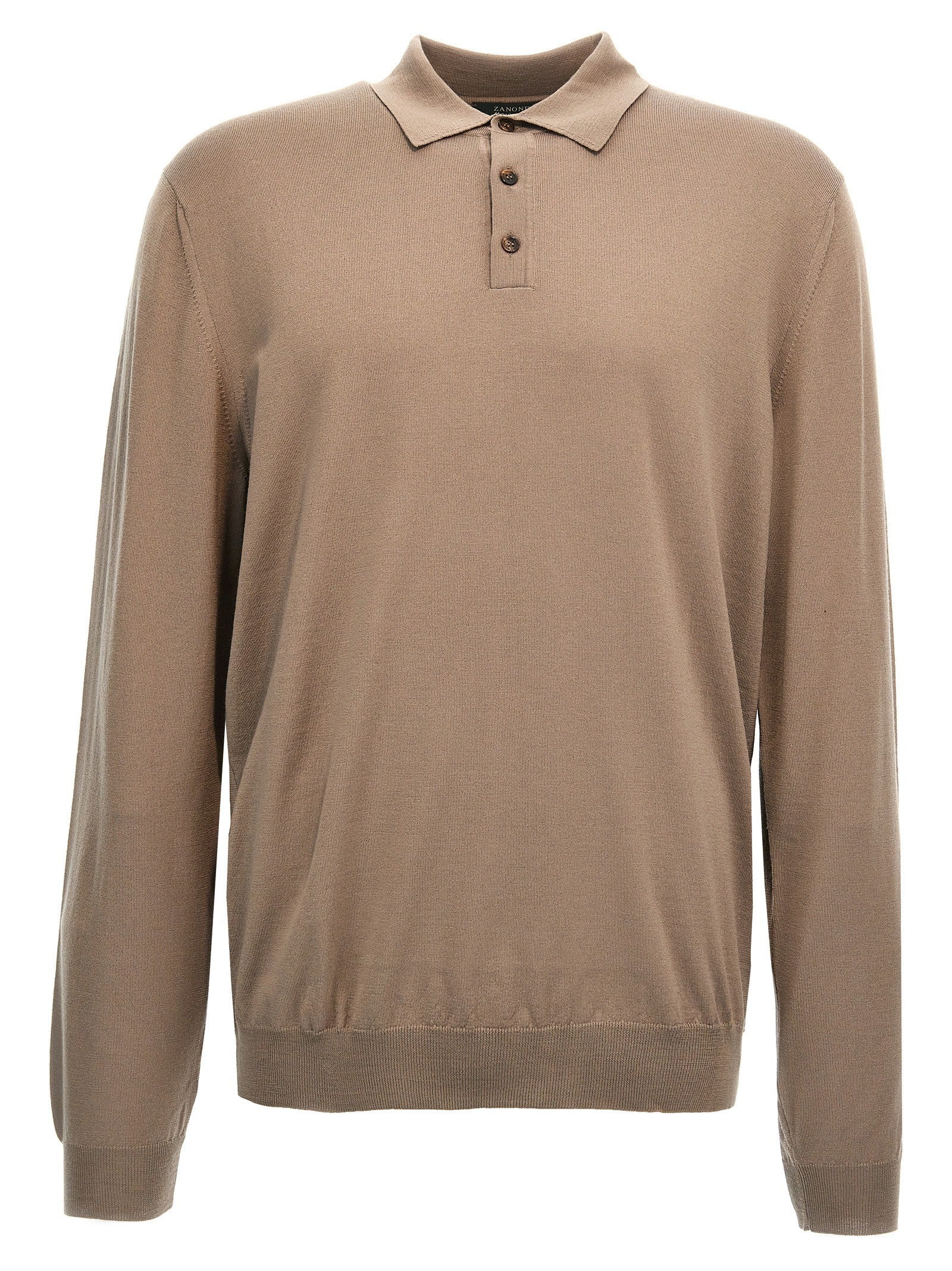Zanone Wool Polo Shirt Beige