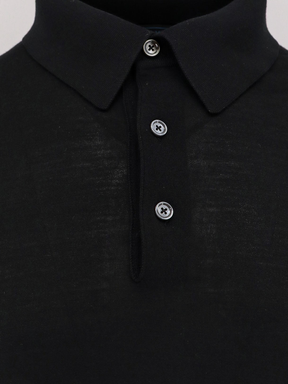 Kiton Men's Wool Polo Shirt Black