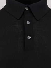 Kiton Men's Wool Polo Shirt Black