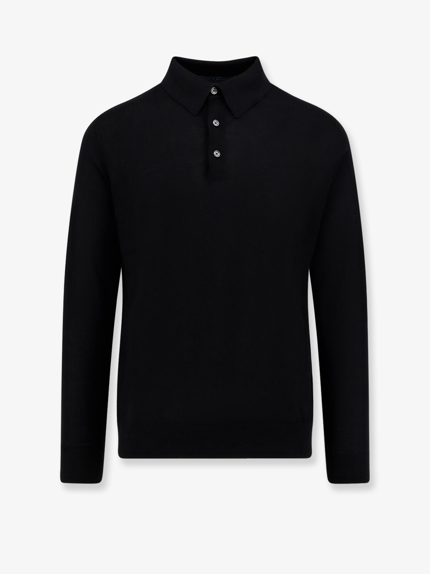 Kiton Men's Wool Polo Shirt Black